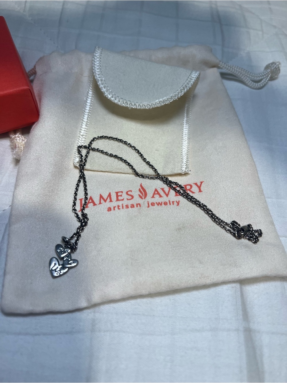 James Avery Silver Double Heart Pendant Necklace - Silver